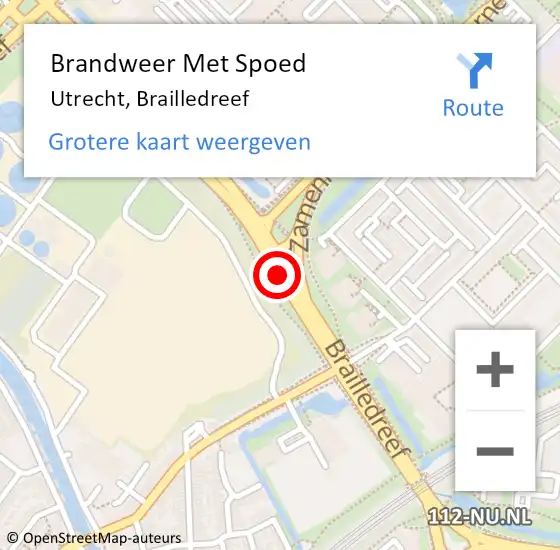 Locatie op kaart van de 112 melding: Brandweer Met Spoed Naar Utrecht, Brailledreef op 10 maart 2018 15:29