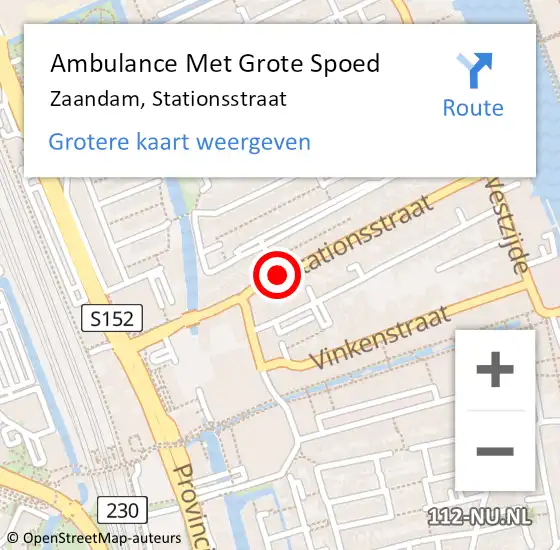 Locatie op kaart van de 112 melding: Ambulance Met Grote Spoed Naar Zaandam, Stationsstraat op 10 maart 2018 16:38