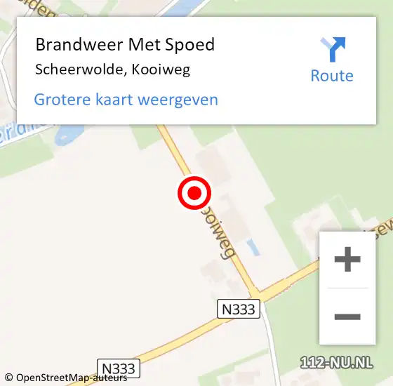 Locatie op kaart van de 112 melding: Brandweer Met Spoed Naar Scheerwolde, Kooiweg op 10 maart 2018 17:44