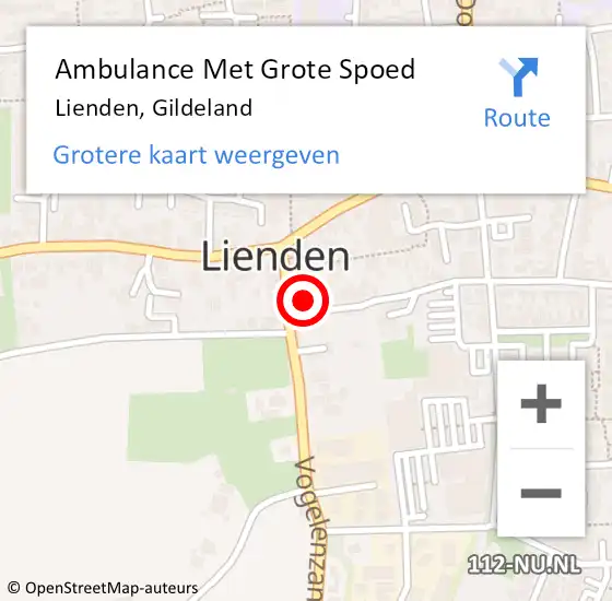 Locatie op kaart van de 112 melding: Ambulance Met Grote Spoed Naar Lienden, Gildeland op 18 februari 2014 18:57
