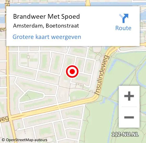 Locatie op kaart van de 112 melding: Brandweer Met Spoed Naar Amsterdam, Boetonstraat op 10 maart 2018 22:19