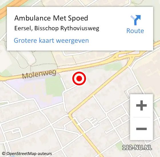 Locatie op kaart van de 112 melding: Ambulance Met Spoed Naar Eersel, Bisschop Rythoviusweg op 10 maart 2018 22:41