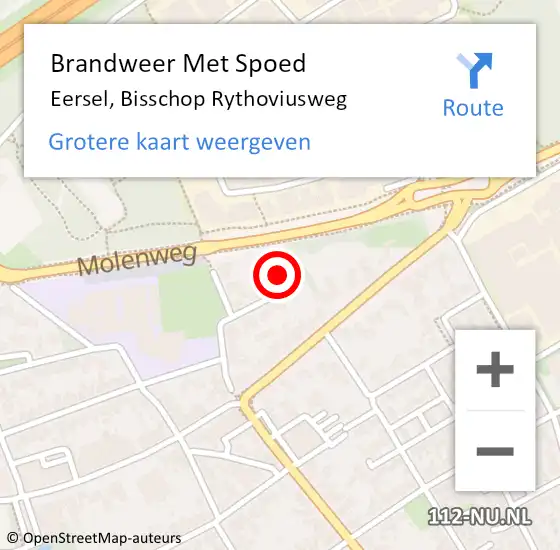 Locatie op kaart van de 112 melding: Brandweer Met Spoed Naar Eersel, Bisschop Rythoviusweg op 10 maart 2018 22:59