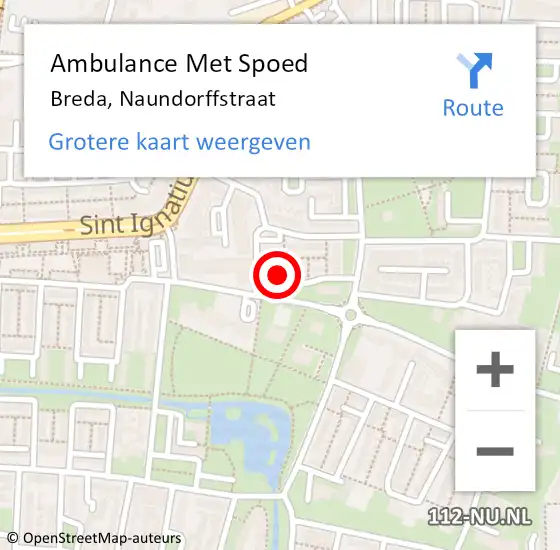 Locatie op kaart van de 112 melding: Ambulance Met Spoed Naar Breda, Naundorffstraat op 10 maart 2018 23:07