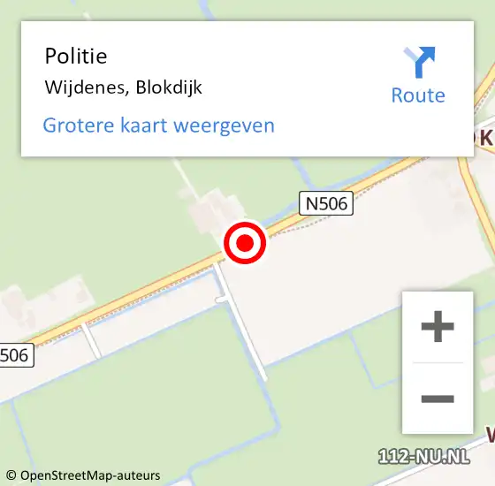 Locatie op kaart van de 112 melding: Politie Wijdenes, Blokdijk op 11 maart 2018 02:55