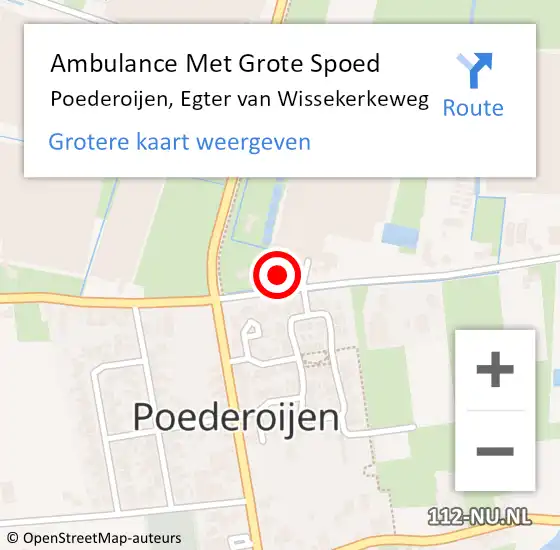 Locatie op kaart van de 112 melding: Ambulance Met Grote Spoed Naar Poederoijen, Egter van Wissekerkeweg op 11 maart 2018 09:03
