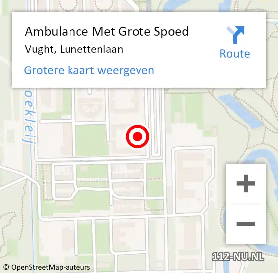 Locatie op kaart van de 112 melding: Ambulance Met Grote Spoed Naar Vught, Lunettenlaan op 11 maart 2018 14:00