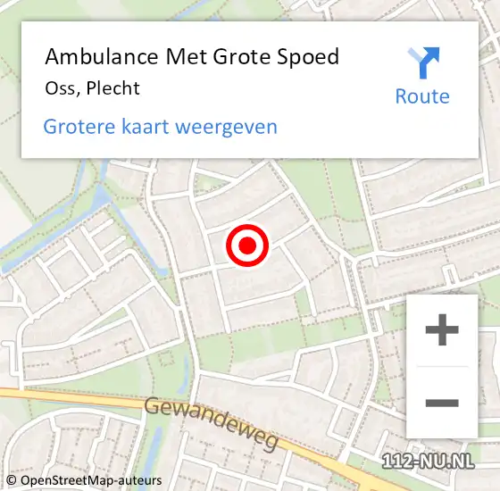 Locatie op kaart van de 112 melding: Ambulance Met Grote Spoed Naar Oss, Plecht op 11 maart 2018 14:45