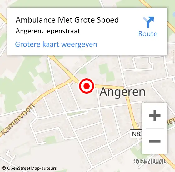 Locatie op kaart van de 112 melding: Ambulance Met Grote Spoed Naar Angeren, Iepenstraat op 11 maart 2018 19:19