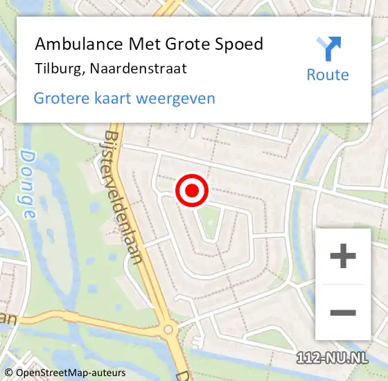 Locatie op kaart van de 112 melding: Ambulance Met Grote Spoed Naar Tilburg, Naardenstraat op 11 maart 2018 19:49