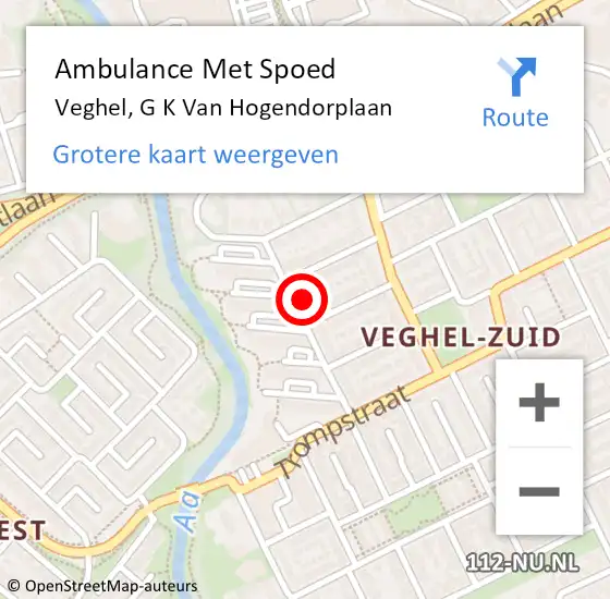 Locatie op kaart van de 112 melding: Ambulance Met Spoed Naar Veghel, G K Van Hogendorplaan op 11 maart 2018 21:17
