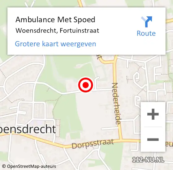 Locatie op kaart van de 112 melding: Ambulance Met Spoed Naar Woensdrecht, Fortuinstraat op 11 maart 2018 22:54