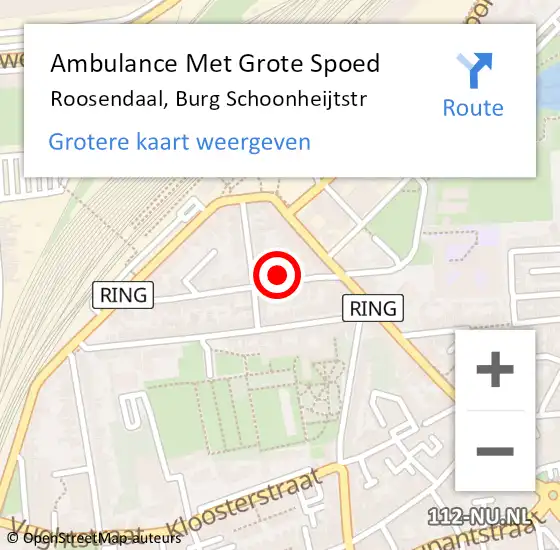 Locatie op kaart van de 112 melding: Ambulance Met Grote Spoed Naar Roosendaal, Burg Schoonheijtstr op 11 maart 2018 23:43