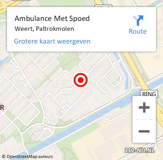 Locatie op kaart van de 112 melding: Ambulance Met Spoed Naar Weert, Paltrokmolen op 12 maart 2018 01:35