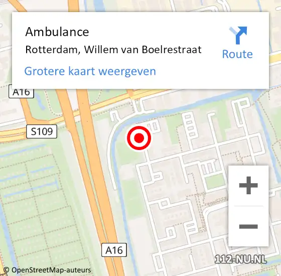 Locatie op kaart van de 112 melding: Ambulance Rotterdam, Willem van Boelrestraat op 12 maart 2018 10:32