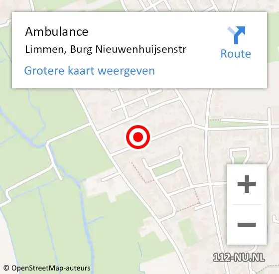 Locatie op kaart van de 112 melding: Ambulance Limmen, Burg Nieuwenhuijsenstr op 12 maart 2018 13:04