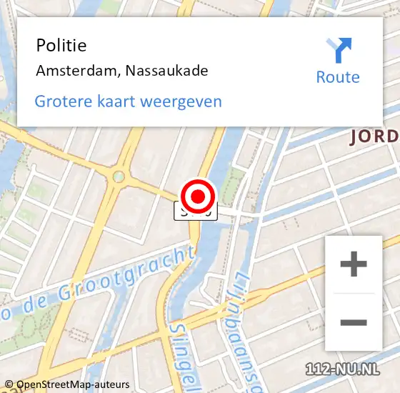 Locatie op kaart van de 112 melding: Politie Amsterdam, Nassaukade op 12 maart 2018 14:30
