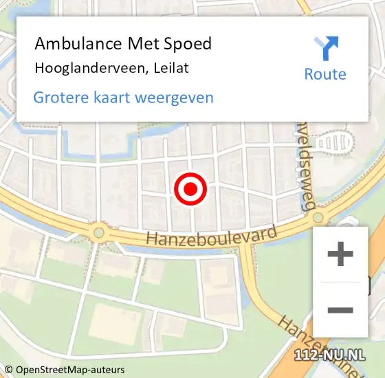 Locatie op kaart van de 112 melding: Ambulance Met Spoed Naar Hooglanderveen, Leilat op 18 februari 2014 23:37