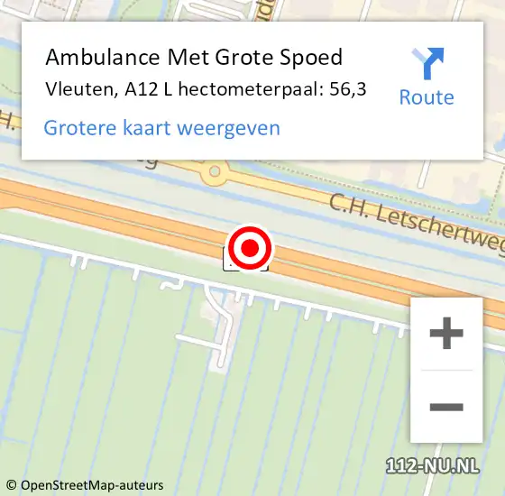 Locatie op kaart van de 112 melding: Ambulance Met Grote Spoed Naar Vleuten, A12 L hectometerpaal: 56,3 op 12 maart 2018 15:15