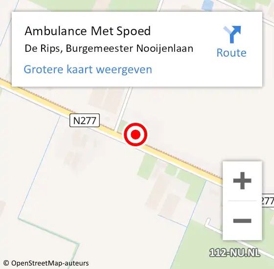 Locatie op kaart van de 112 melding: Ambulance Met Spoed Naar De Rips, Burgemeester Nooijenlaan op 12 maart 2018 17:07