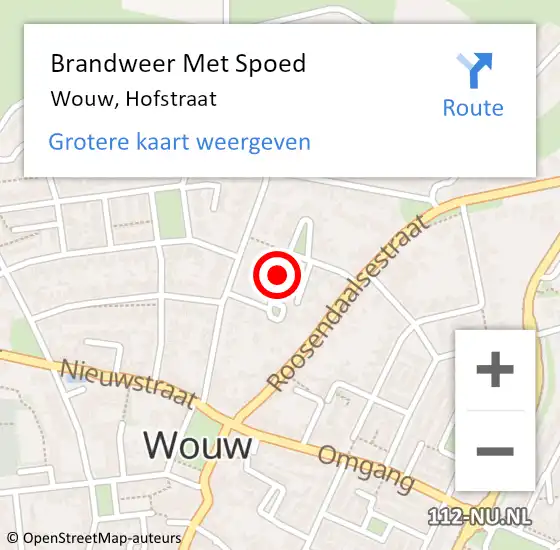 Locatie op kaart van de 112 melding: Brandweer Met Spoed Naar Wouw, Hofstraat op 12 maart 2018 19:24