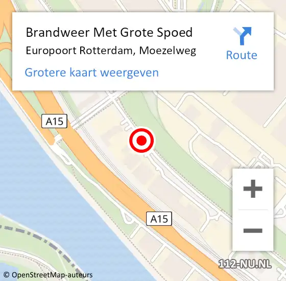 Locatie op kaart van de 112 melding: Brandweer Met Grote Spoed Naar Europoort Rotterdam, Moezelweg op 12 maart 2018 19:53