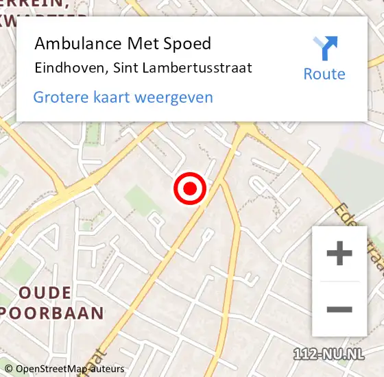 Locatie op kaart van de 112 melding: Ambulance Met Spoed Naar Eindhoven, Sint Lambertusstraat op 12 maart 2018 20:42