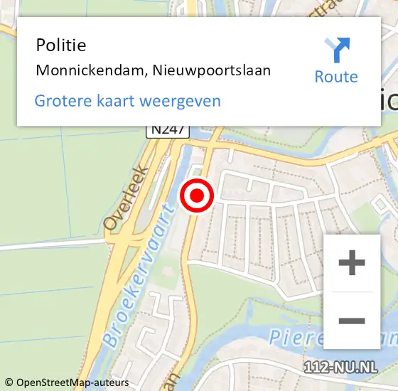 Locatie op kaart van de 112 melding: Politie Monnickendam, Nieuwpoortslaan op 12 maart 2018 21:54