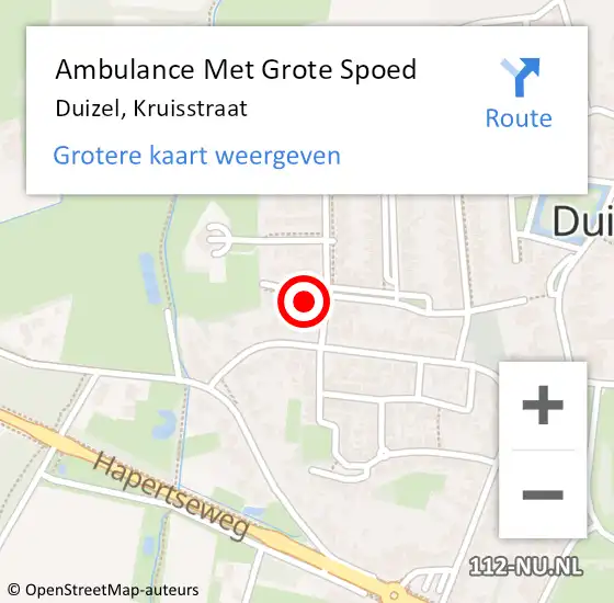 Locatie op kaart van de 112 melding: Ambulance Met Grote Spoed Naar Duizel, Kruisstraat op 12 maart 2018 22:42