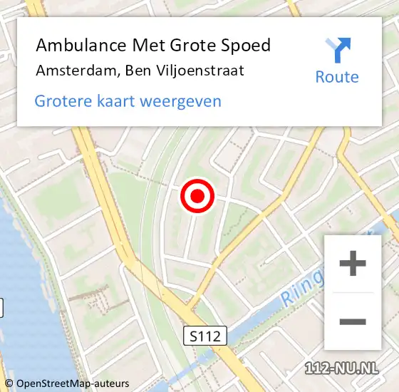 Locatie op kaart van de 112 melding: Ambulance Met Grote Spoed Naar Amsterdam, Ben Viljoenstraat op 12 maart 2018 23:44