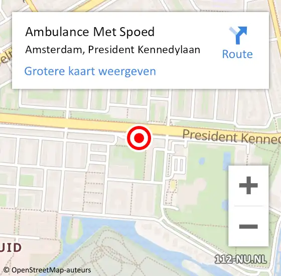 Locatie op kaart van de 112 melding: Ambulance Met Spoed Naar Amsterdam, President Kennedylaan op 13 maart 2018 10:17