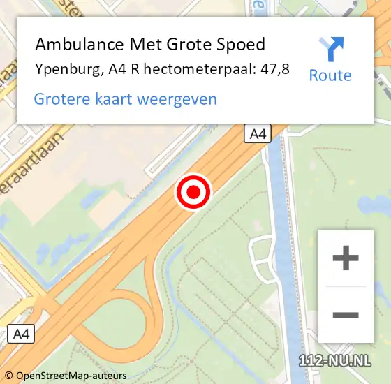 Locatie op kaart van de 112 melding: Ambulance Met Grote Spoed Naar Ypenburg, A4 R hectometerpaal: 48,5 op 13 maart 2018 11:24