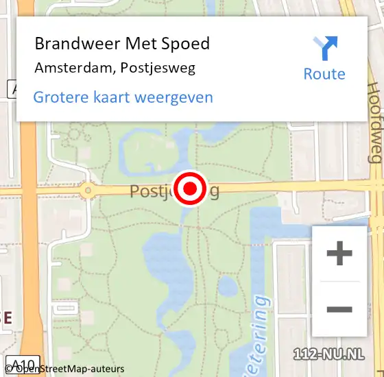 Locatie op kaart van de 112 melding: Brandweer Met Spoed Naar Amsterdam, Postjesweg op 13 maart 2018 11:41