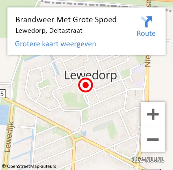 Locatie op kaart van de 112 melding: Brandweer Met Grote Spoed Naar Lewedorp, Deltastraat op 13 maart 2018 11:43