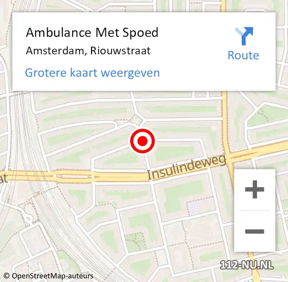 Locatie op kaart van de 112 melding: Ambulance Met Spoed Naar Amsterdam, Riouwstraat op 13 maart 2018 12:00