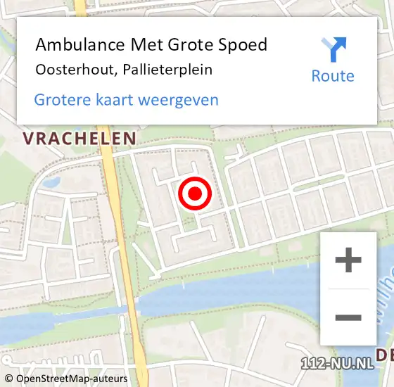Locatie op kaart van de 112 melding: Ambulance Met Grote Spoed Naar Oosterhout, Pallieterplein op 13 maart 2018 12:47