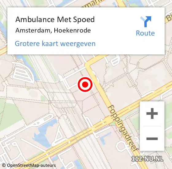 Locatie op kaart van de 112 melding: Ambulance Met Spoed Naar Amsterdam, Hoekenrode op 13 maart 2018 14:19