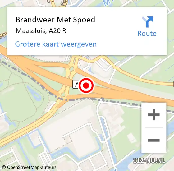 Locatie op kaart van de 112 melding: Brandweer Met Spoed Naar Maassluis, A20 R op 13 maart 2018 15:33