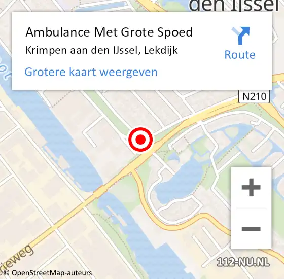 Locatie op kaart van de 112 melding: Ambulance Met Grote Spoed Naar Krimpen aan den IJssel, Lekdijk op 13 maart 2018 16:31