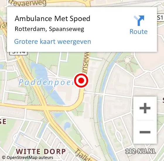 Locatie op kaart van de 112 melding: Ambulance Met Spoed Naar Rotterdam, Spaanseweg op 13 maart 2018 17:45