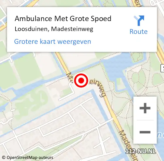 Locatie op kaart van de 112 melding: Ambulance Met Grote Spoed Naar Loosduinen, Madesteinweg op 13 maart 2018 20:19