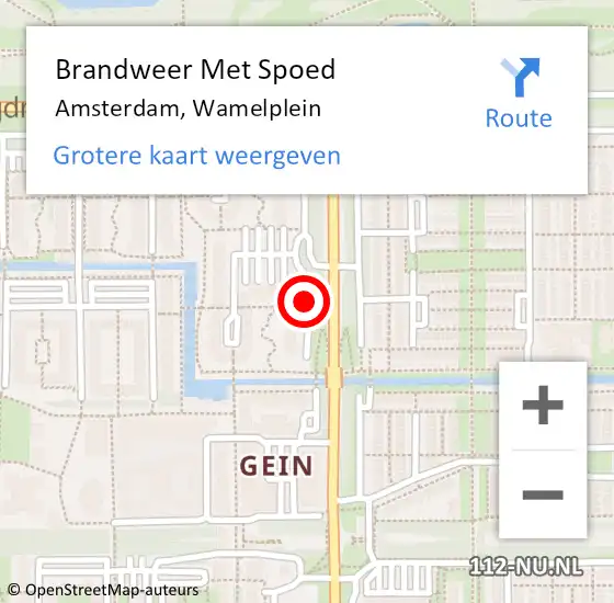 Locatie op kaart van de 112 melding: Brandweer Met Spoed Naar Amsterdam, Wamelplein op 13 maart 2018 20:22