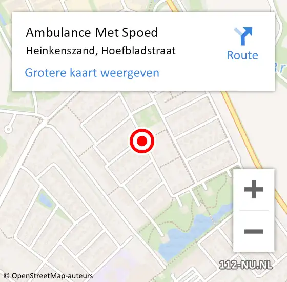 Locatie op kaart van de 112 melding: Ambulance Met Spoed Naar Heinkenszand, Hoefbladstraat op 14 maart 2018 00:40