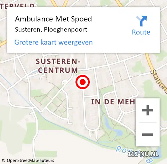 Locatie op kaart van de 112 melding: Ambulance Met Spoed Naar Susteren, Ploeghenpoort op 14 maart 2018 02:31