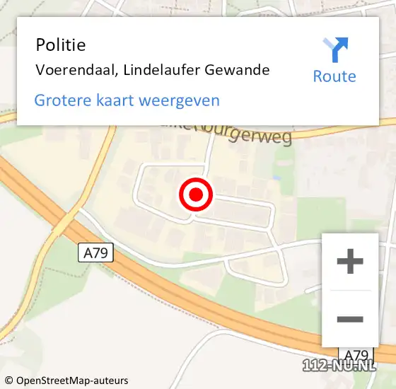 Locatie op kaart van de 112 melding: Politie Voerendaal, Lindelaufer Gewande op 14 maart 2018 03:15