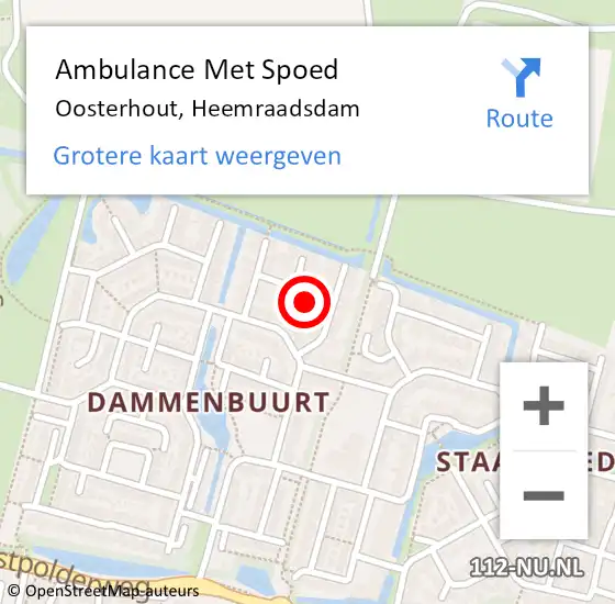 Locatie op kaart van de 112 melding: Ambulance Met Spoed Naar Oosterhout, Heemraadsdam op 14 maart 2018 10:17