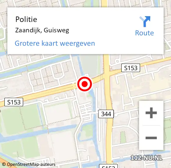 Locatie op kaart van de 112 melding: Politie Zaandijk, Guisweg op 14 maart 2018 12:23