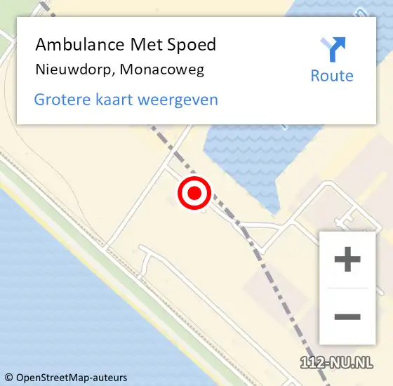 Locatie op kaart van de 112 melding: Ambulance Met Spoed Naar Nieuwdorp, Monacoweg op 14 maart 2018 12:34