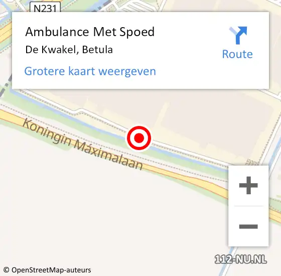 Locatie op kaart van de 112 melding: Ambulance Met Spoed Naar De Kwakel, Betula op 14 maart 2018 14:05