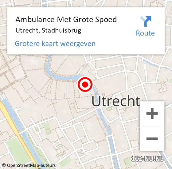Locatie op kaart van de 112 melding: Ambulance Met Grote Spoed Naar Utrecht, Stadhuisbrug op 14 maart 2018 15:46